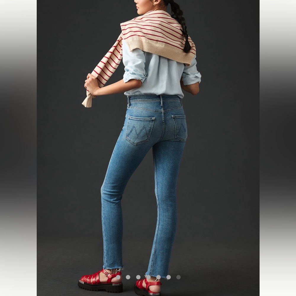 Mother The Dazzler mid-rise straight leg ankle fray Jean - Picture 7 of 16
